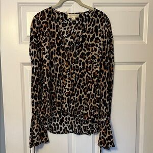 Band of Gypsies Animal Print Flared Sleeve Blouse